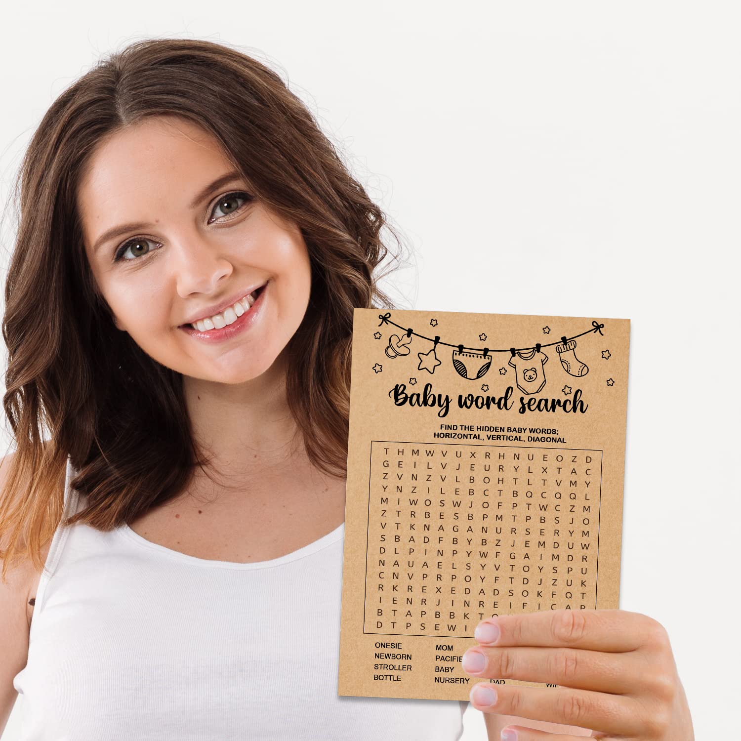 Baby Shower Game, Baby Word Search Game Cards, Baby Shower Party Games Supplies & Activities, Party Activities Ideas Supplies, B